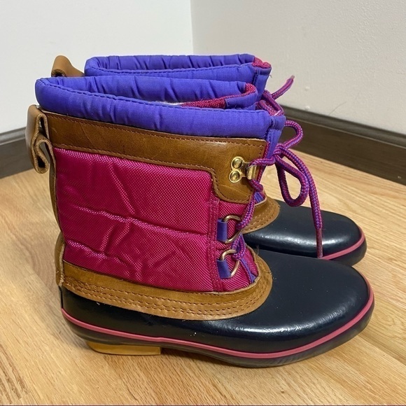 Lands End Duck Boots Pink Purple Leather 7 Women’s - Picture 2 of 9
